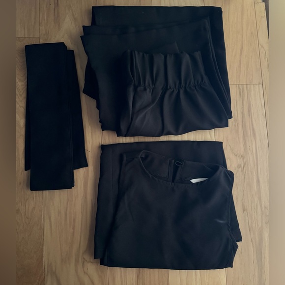 AUDREY LEIGHTON crisp tailored sleeveless top, pants set-BLACK SM/4 - orig $192 - Picture 7 of 7